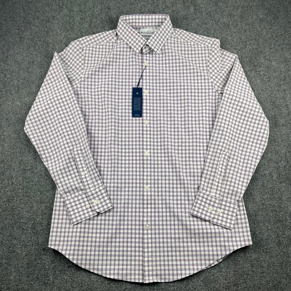 NWT Mizzen+Main Leeward Dress Shirt Men XL Trim Fit Plaid Performance Button